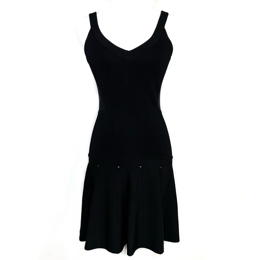 Torn by Ronny Kobo Black Tight Knit Mesh Back Fit & Flare Tank Dress Sz S